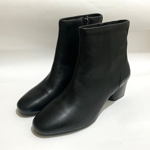 Clarks Un Cosmo Up Womens Black Leather Ankle Boots Zipper Block Heel Booties 9 - Picture 6 of 12